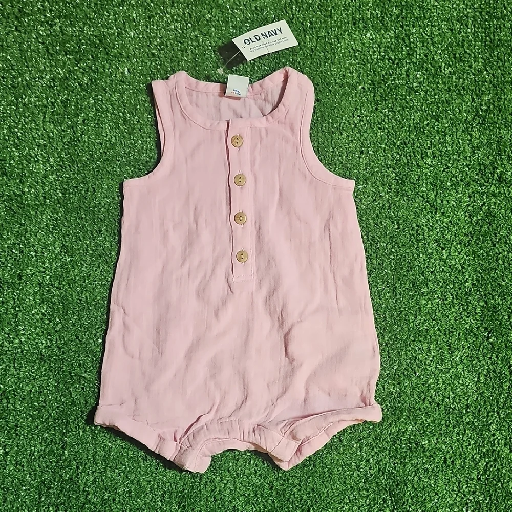 Old Navy Light Pink Baby Romper with Buttons